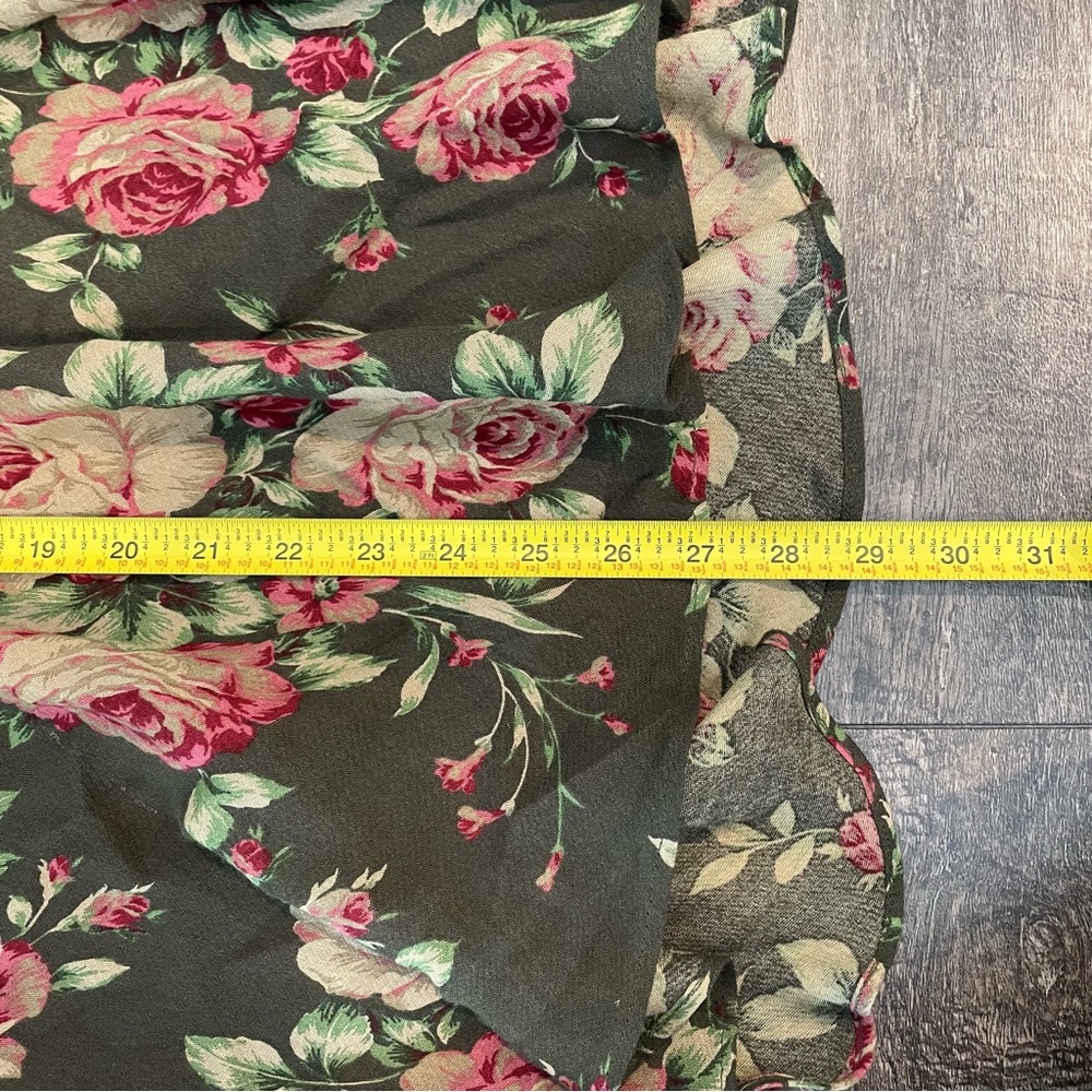 Vintage dark green floral midi skirt - Picture 3 of 7